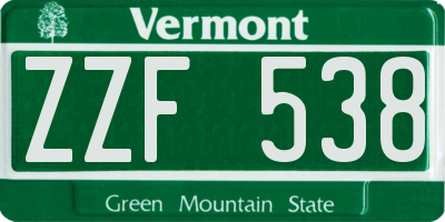 VT license plate ZZF538