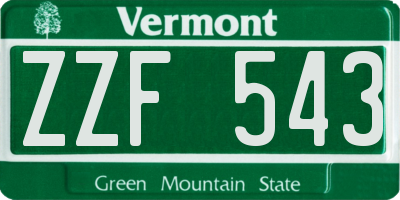 VT license plate ZZF543