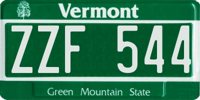 VT license plate ZZF544