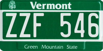 VT license plate ZZF546