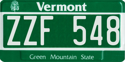 VT license plate ZZF548