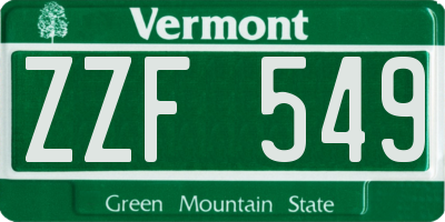 VT license plate ZZF549