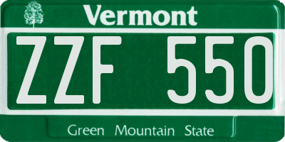 VT license plate ZZF550