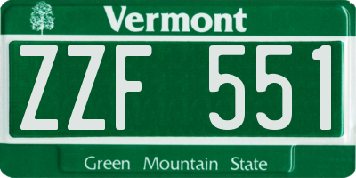 VT license plate ZZF551