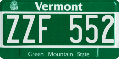 VT license plate ZZF552