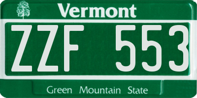 VT license plate ZZF553