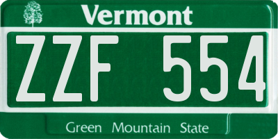 VT license plate ZZF554