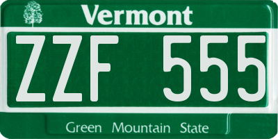 VT license plate ZZF555