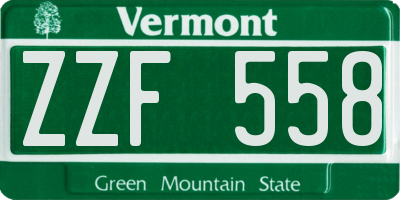 VT license plate ZZF558