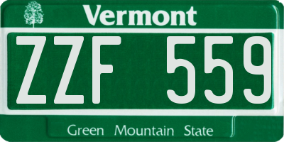 VT license plate ZZF559