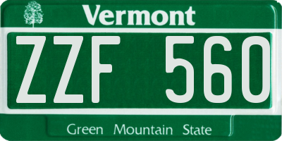 VT license plate ZZF560