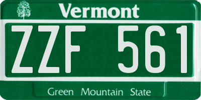 VT license plate ZZF561