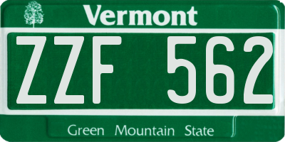 VT license plate ZZF562