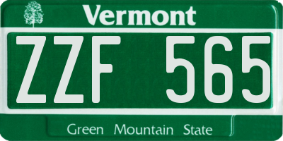 VT license plate ZZF565