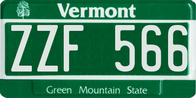 VT license plate ZZF566