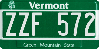 VT license plate ZZF572