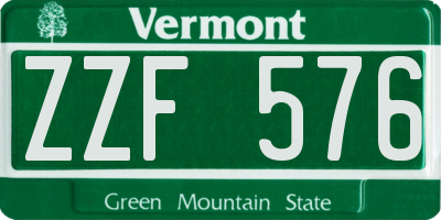 VT license plate ZZF576
