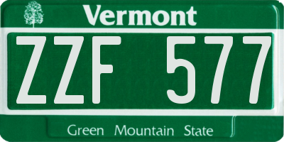 VT license plate ZZF577
