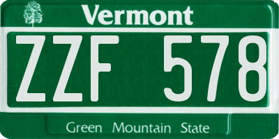 VT license plate ZZF578