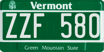 VT license plate ZZF580
