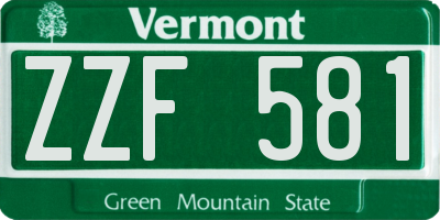 VT license plate ZZF581
