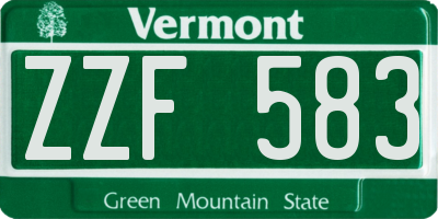 VT license plate ZZF583