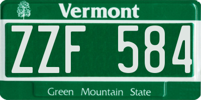 VT license plate ZZF584
