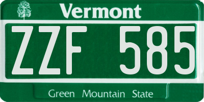 VT license plate ZZF585
