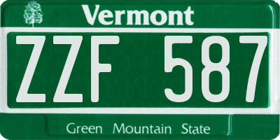 VT license plate ZZF587
