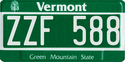 VT license plate ZZF588