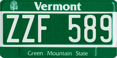 VT license plate ZZF589