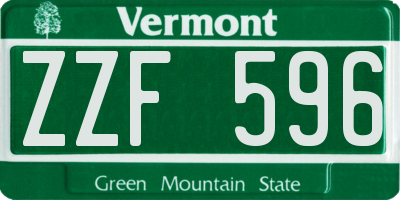 VT license plate ZZF596