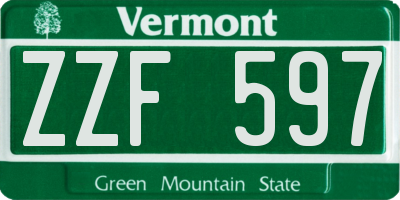 VT license plate ZZF597