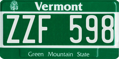 VT license plate ZZF598