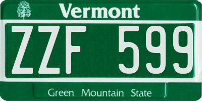 VT license plate ZZF599