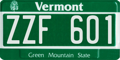 VT license plate ZZF601