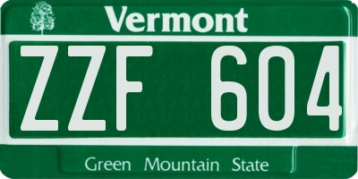VT license plate ZZF604