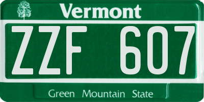 VT license plate ZZF607