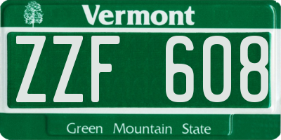 VT license plate ZZF608
