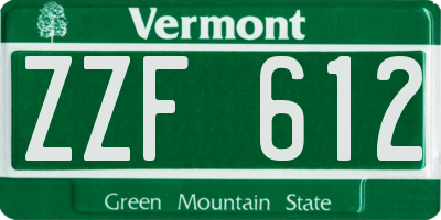 VT license plate ZZF612