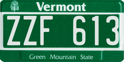 VT license plate ZZF613