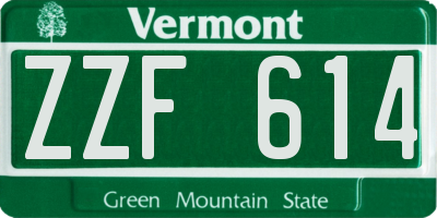 VT license plate ZZF614