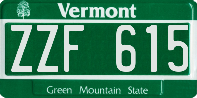 VT license plate ZZF615