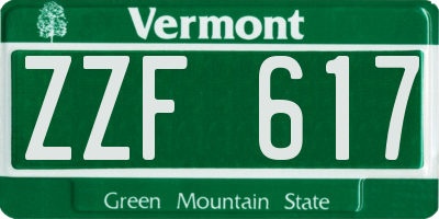 VT license plate ZZF617