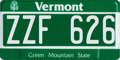 VT license plate ZZF626