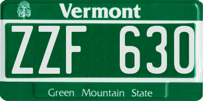 VT license plate ZZF630