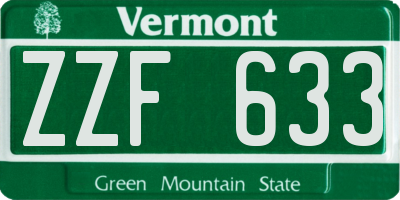 VT license plate ZZF633
