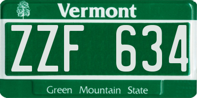 VT license plate ZZF634