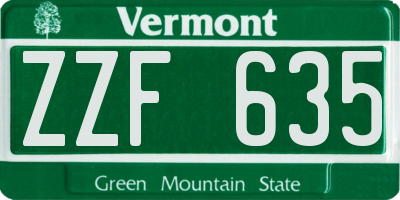 VT license plate ZZF635