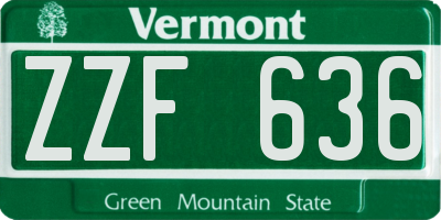 VT license plate ZZF636